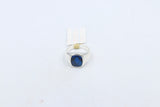 Stg Silver Mens Ring with Cushion Syn Blue Spinal