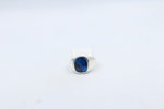 Stg Silver Mens Ring with Cushion Syn Blue Spinal