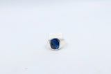 Stg Silver Mens Ring with Cushion Syn Blue Spinal
