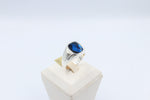 Stg Silver Mens Ring with Cushion Syn Blue Spinal