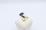 Stg Silver Mens Ring with Cushion Syn Blue Spinal
