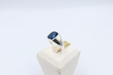 Stg Silver Mens Ring with Cushion Syn Blue Spinal