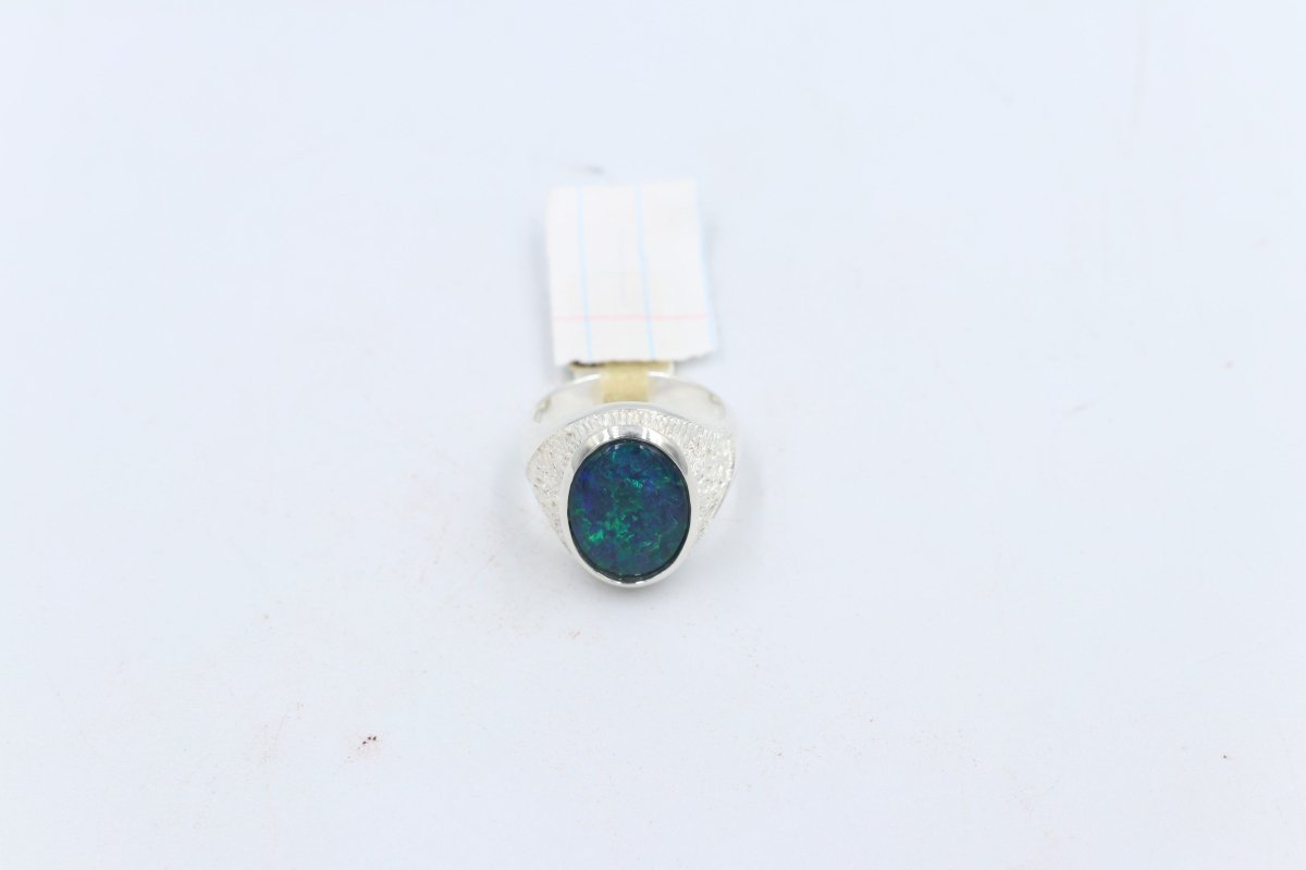 Stg Silver Mens Ring with Triplet Opal