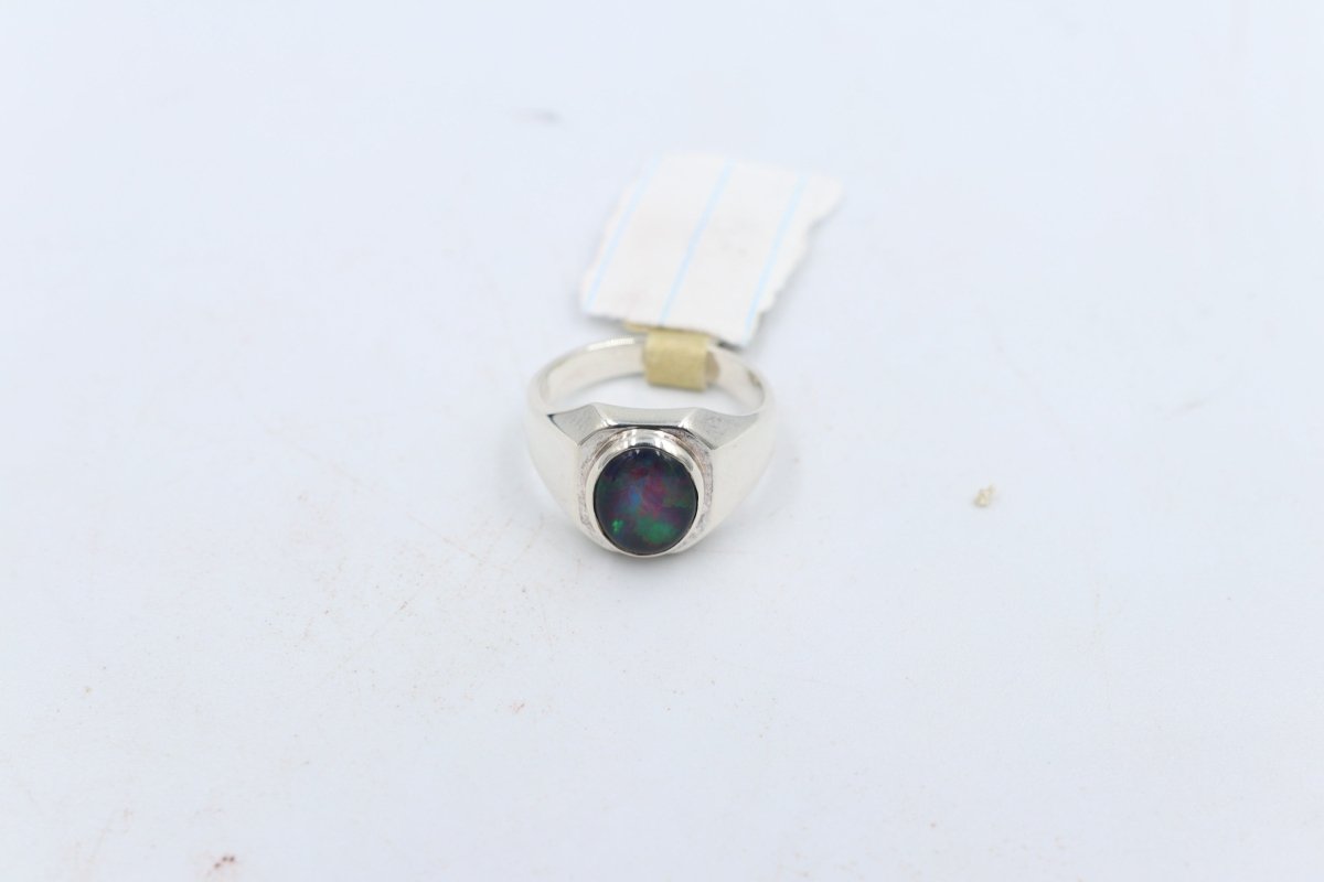 Stg Silver Mens Ring with Triplet Opal