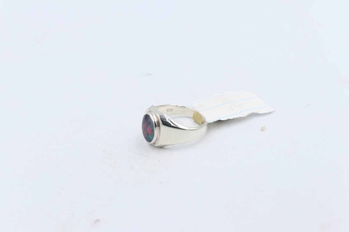 Stg Silver Mens Ring with Triplet Opal