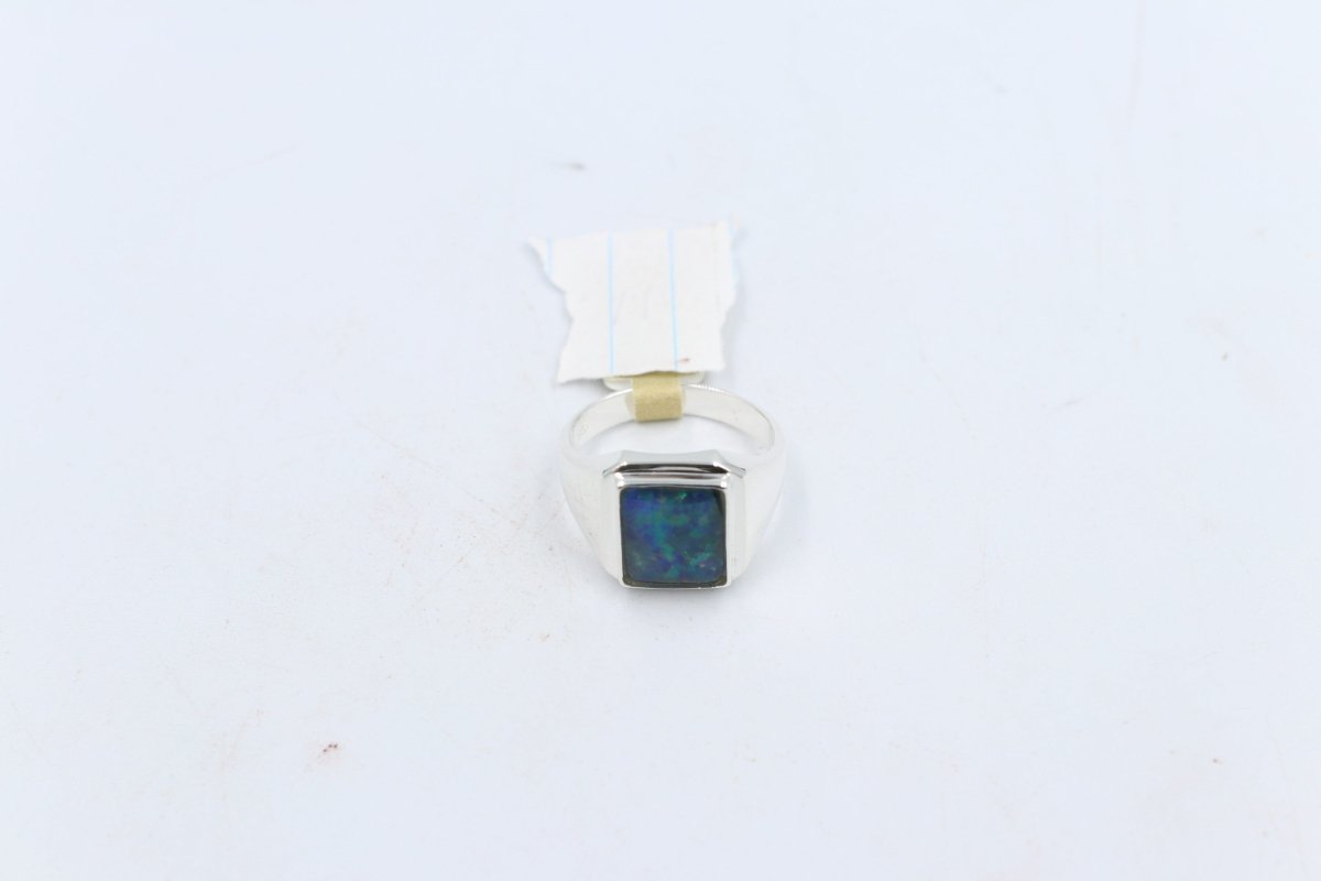 Stg SIlver Mens Opal Ring