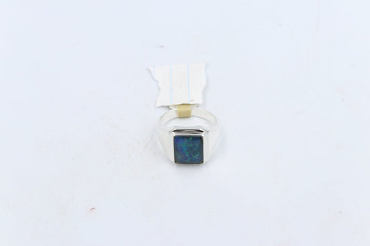 Stg SIlver Mens Opal Ring