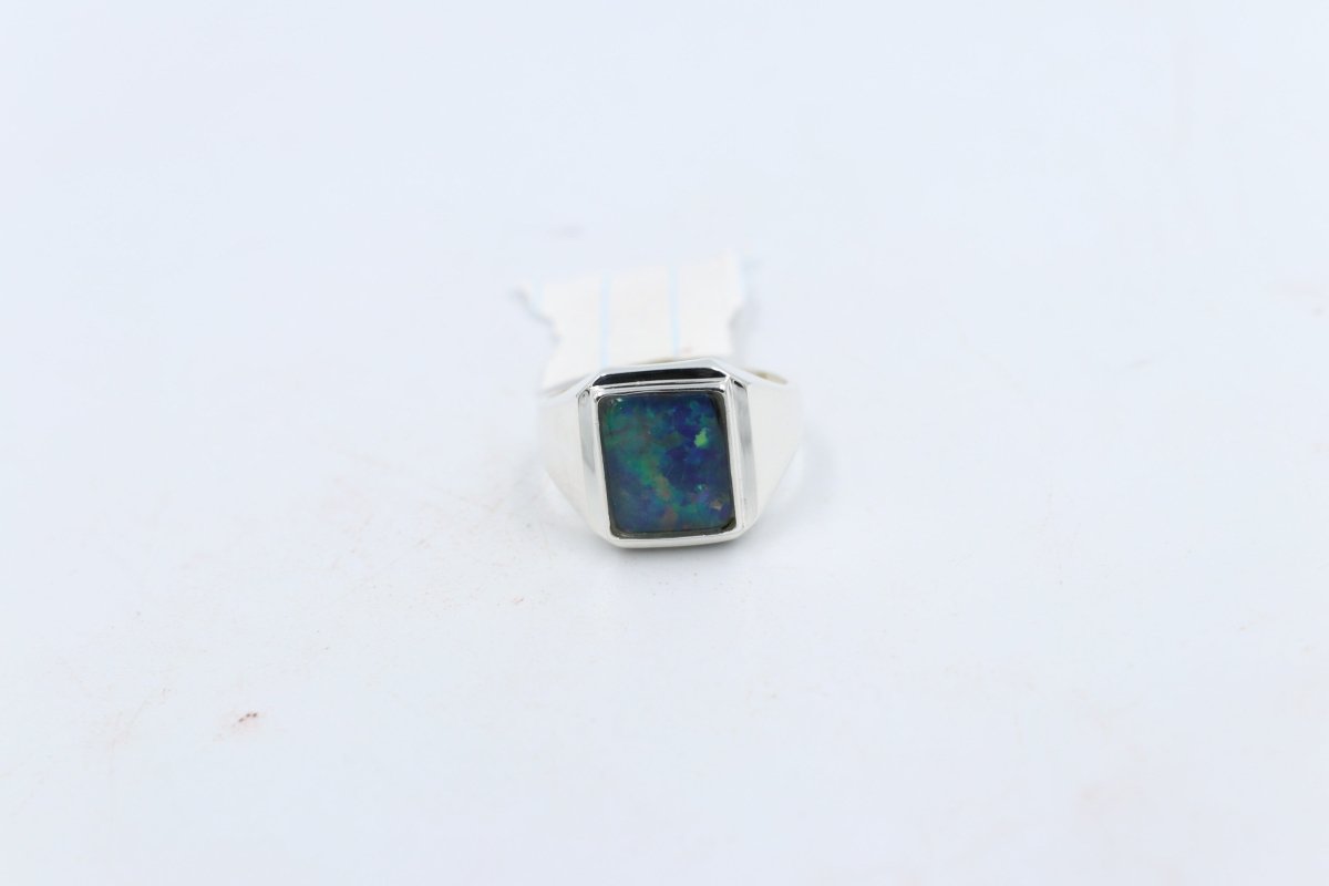 Stg SIlver Mens Opal Ring