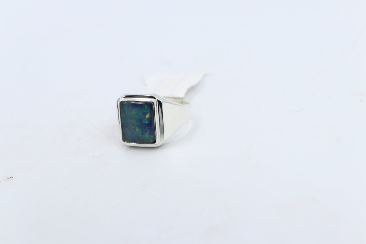 Stg SIlver Mens Opal Ring