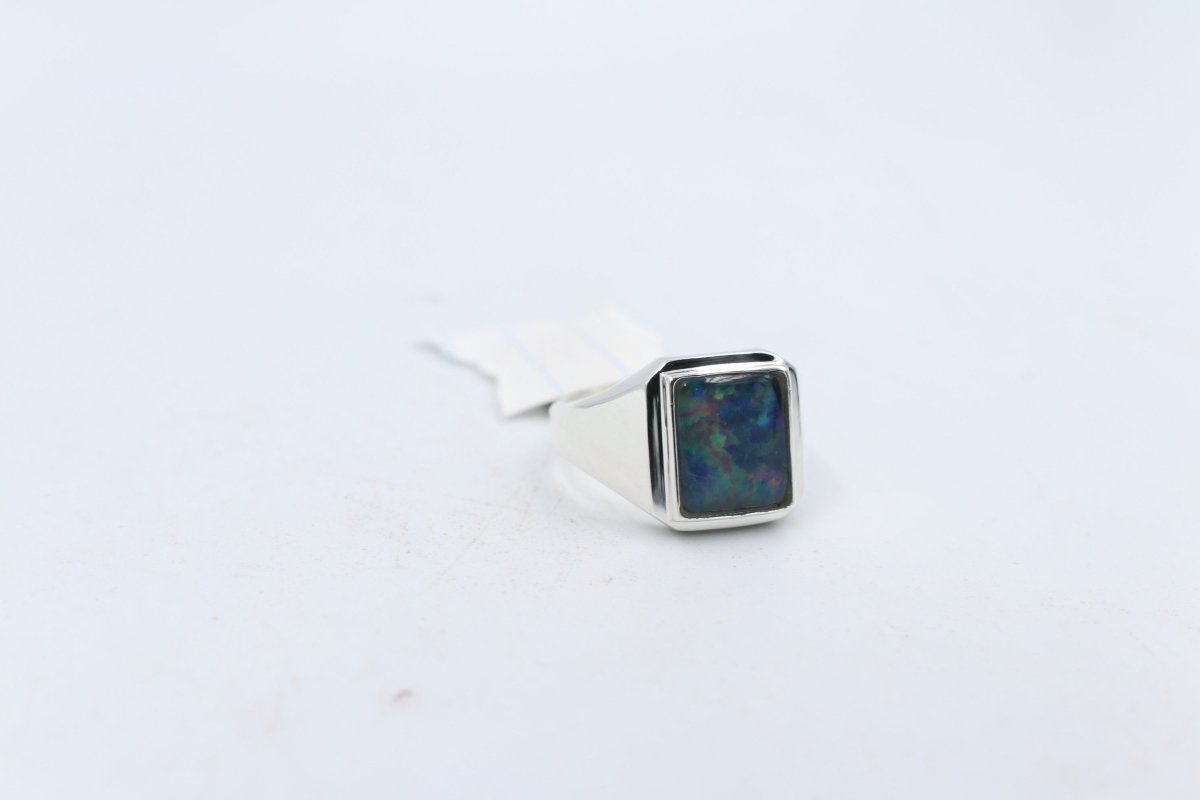 Stg SIlver Mens Opal Ring