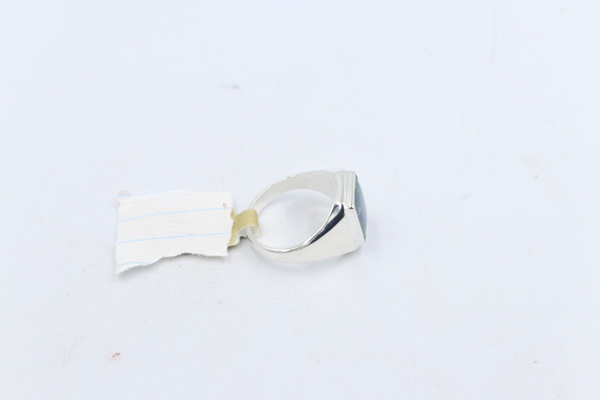 Stg SIlver Mens Opal Ring