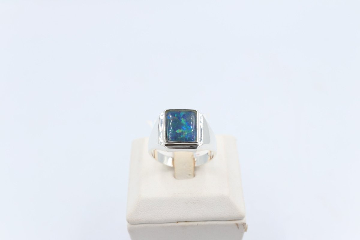 Stg SIlver Mens Opal Ring