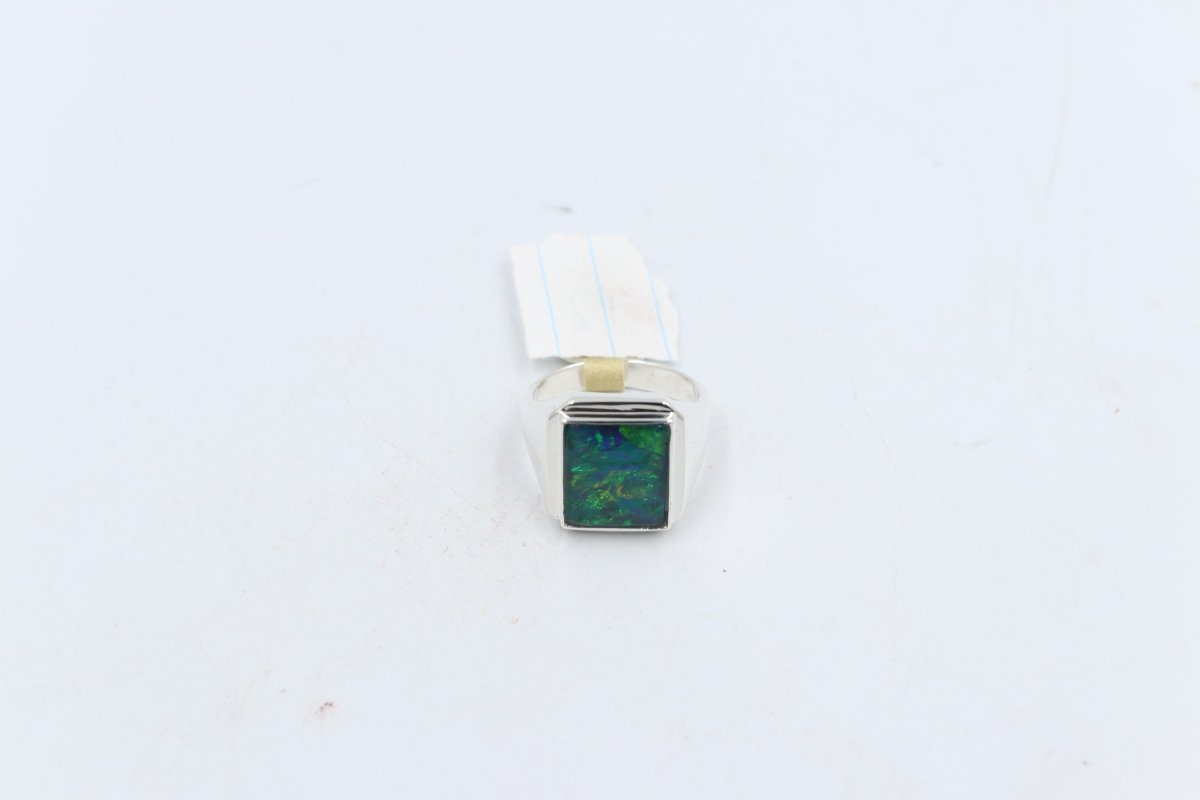 Stg SIlver Mens Opal Ring