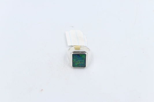 Stg SIlver Mens Opal Ring