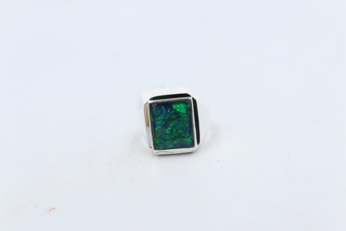 Stg SIlver Mens Opal Ring