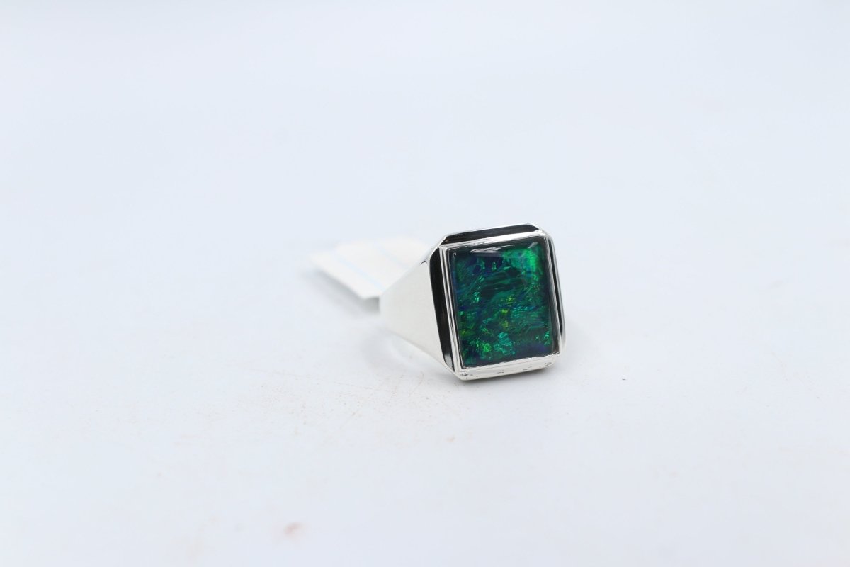 Stg SIlver Mens Opal Ring