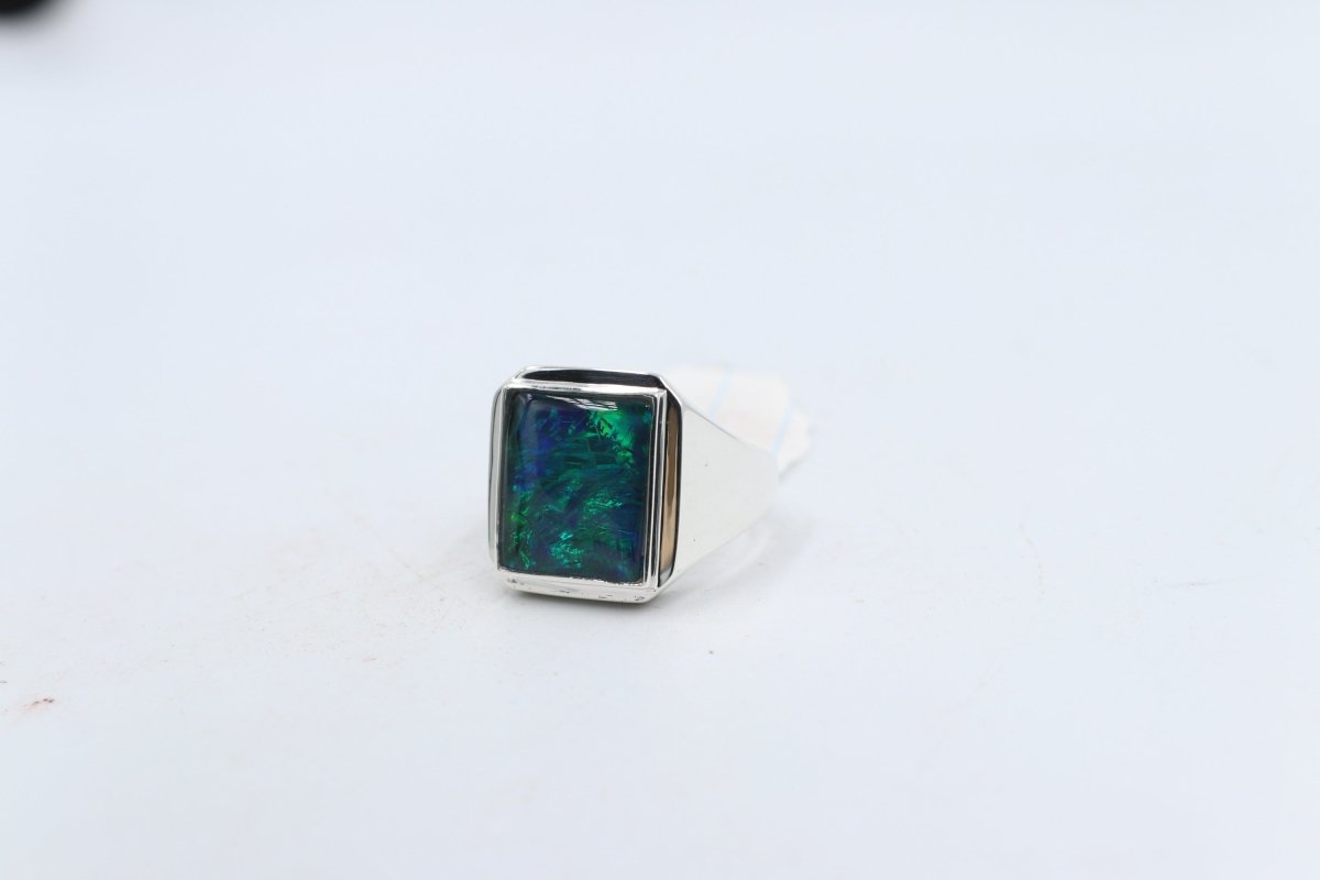 Stg SIlver Mens Opal Ring