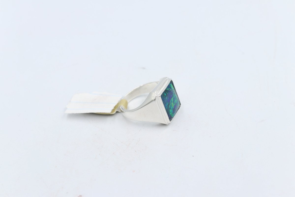 Stg SIlver Mens Opal Ring