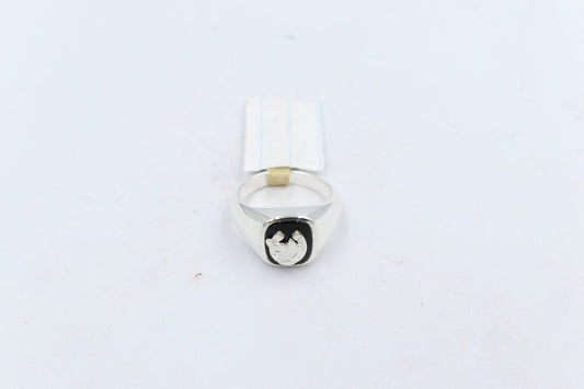 Stg Silver Mens Ring with Black Onyx  & silver Horsehead