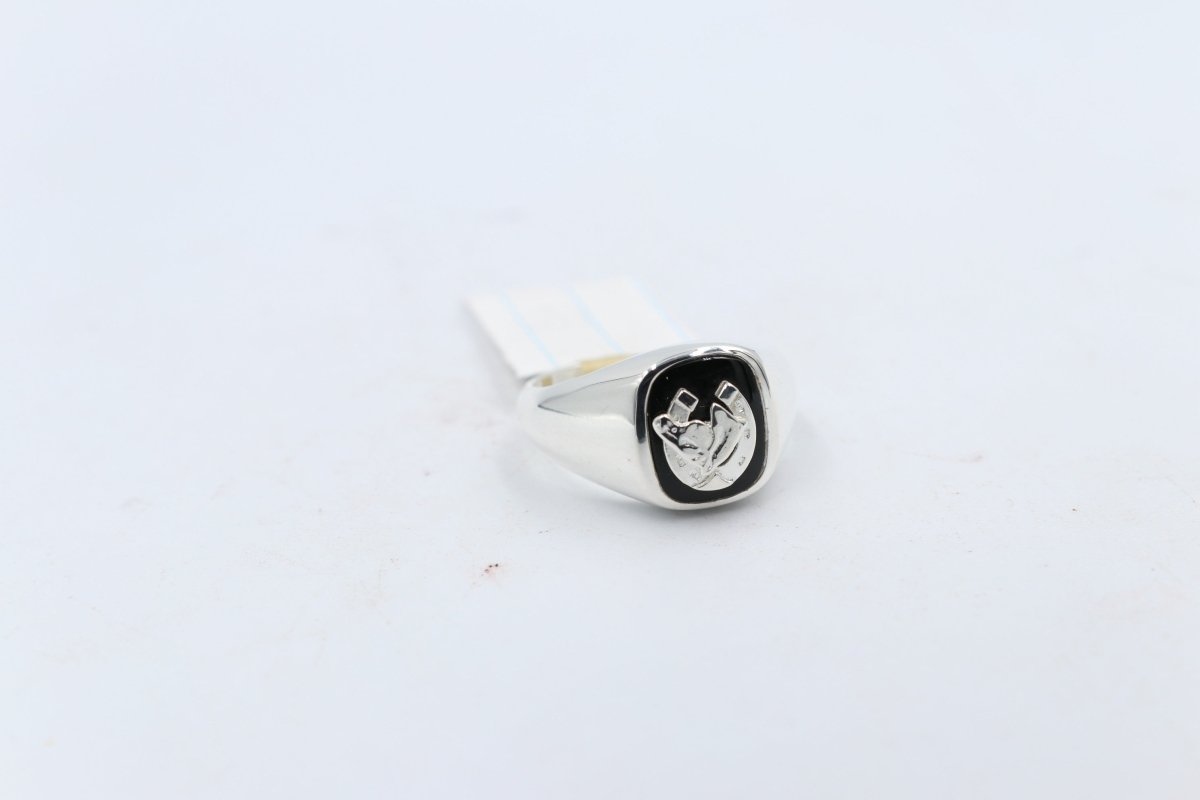 Stg Silver Mens Ring with Black Onyx  & silver Horsehead