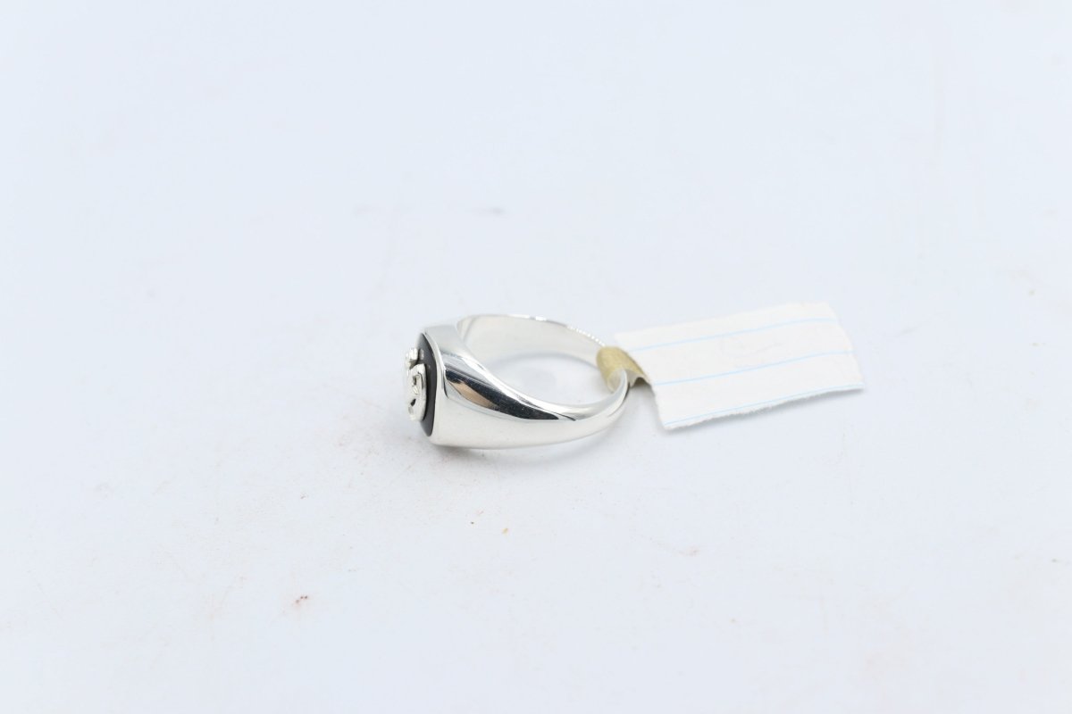 Stg Silver Mens Ring with Black Onyx  & silver Horsehead