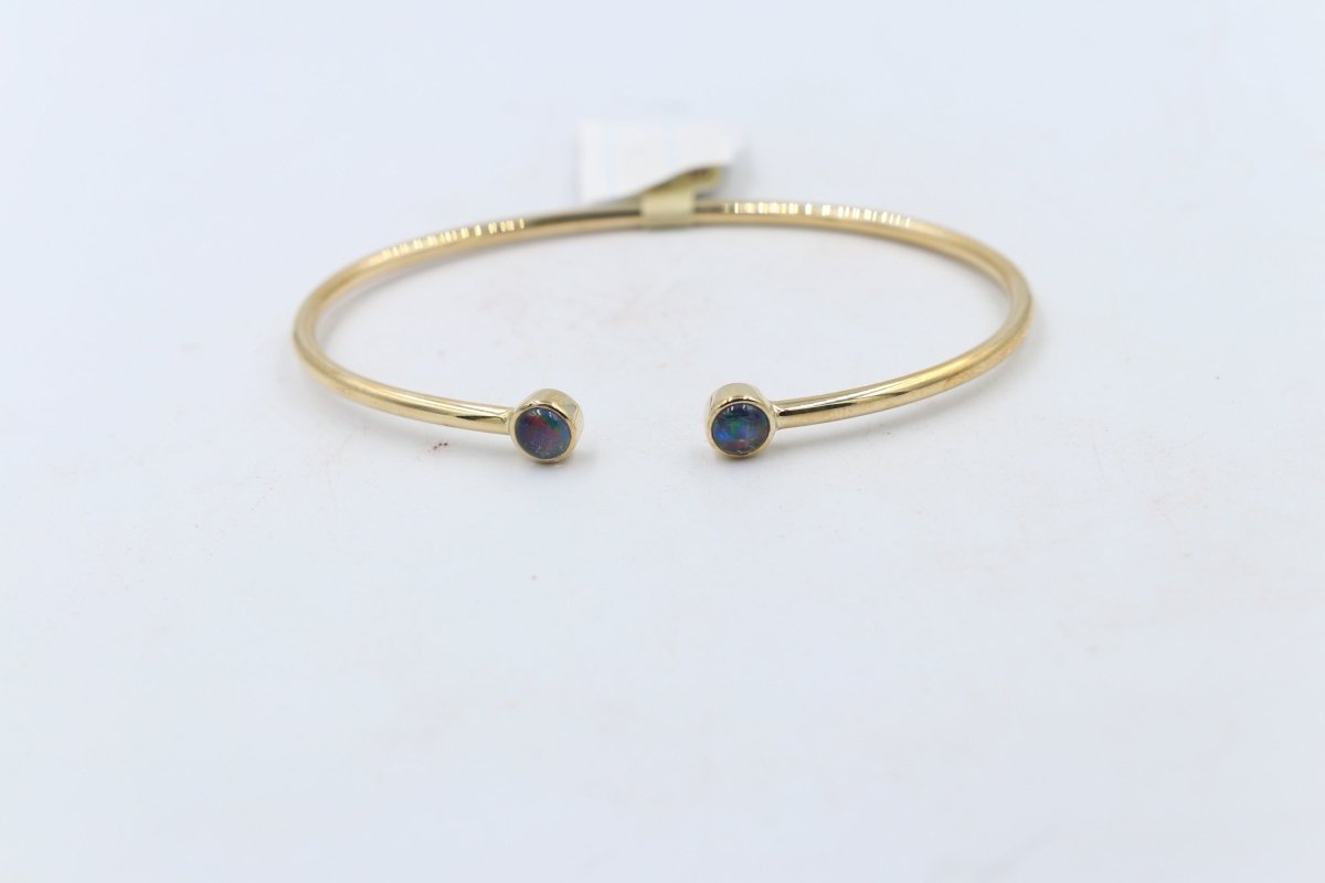 9ct Gold Cuff Flex Bangle with Opals