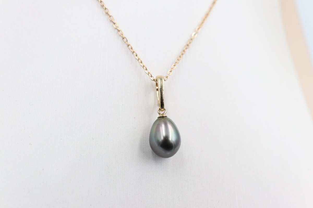 9ct Gold set Tahitian pearl Pendent 10mm Enhancer