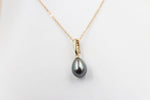 9ct Gold set Tahitian pearl Pendent 10mm Enhancer