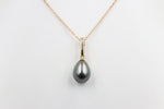 9ct Gold set Tahitian pearl Pendent 10mm Enhancer
