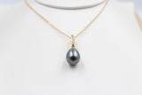 9ct Gold set Tahitian pearl Pendent 10mm Enhancer