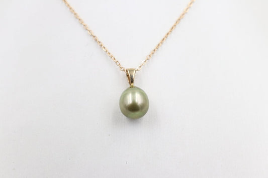 9ct Gold set Tahitian Pearl Pendent 10mm