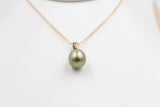 9ct Gold set Tahitian Pearl Pendent 10mm