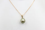 9ct Gold set Tahitian Pearl Pendent 10mm