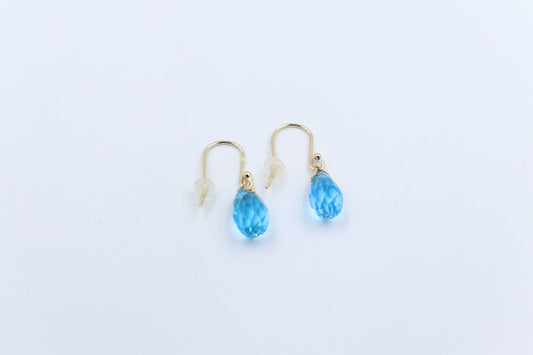 9ct Gold Genuine Blue Topaz Drop Earrings