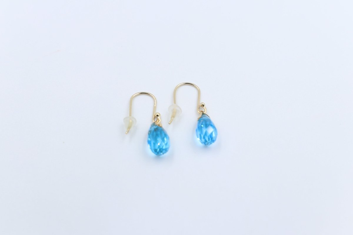 9ct Gold Genuine Blue Topaz Drop Earrings