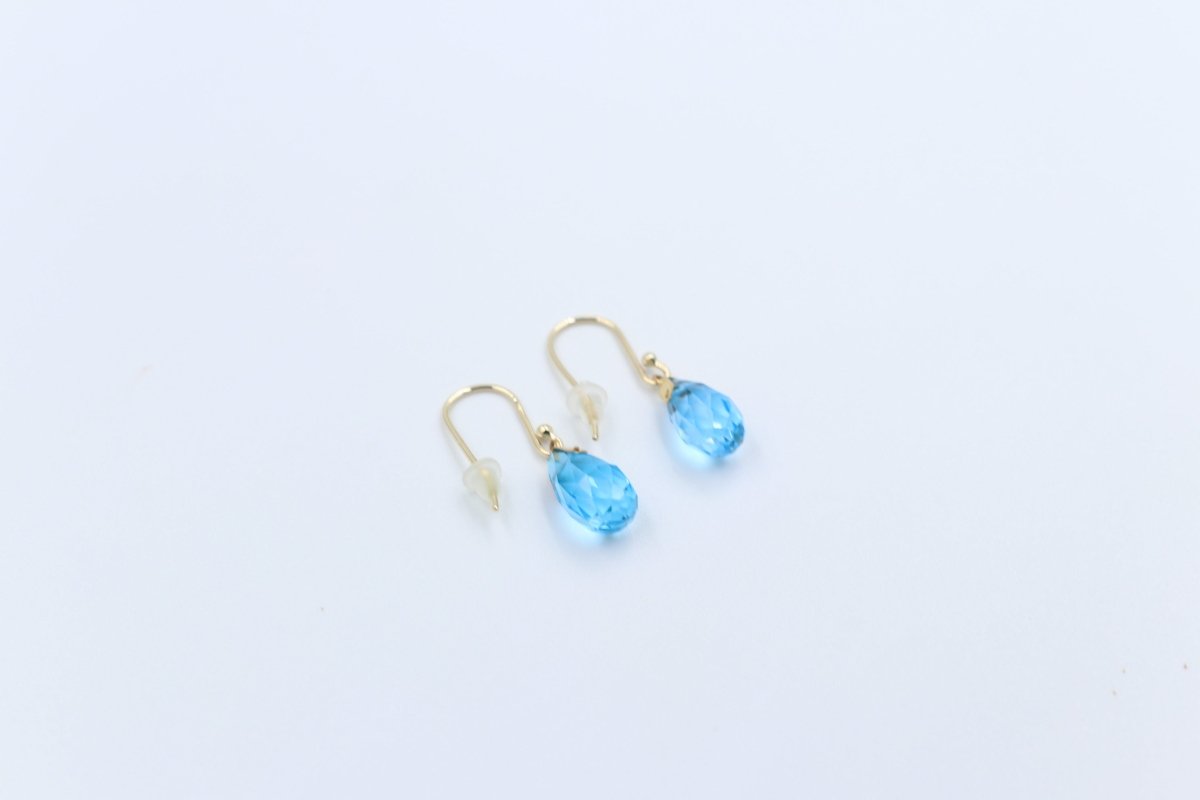 9ct Gold Genuine Blue Topaz Drop Earrings