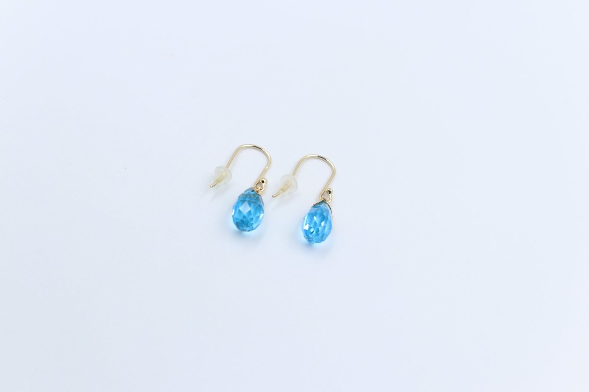 9ct Gold Genuine Blue Topaz Drop Earrings