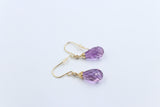 9ct Gold Genuine Amethyst Drop Earrings