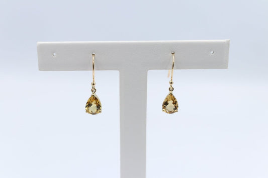 9ct Gold Genuine Citrine Drop Earrings SYE468C