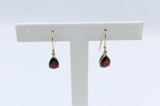 9ct Gold Genuine Garnet Drop Earrings SYE468G