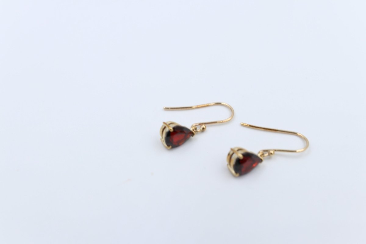 9ct Gold Genuine Garnet Drop Earrings SYE468G