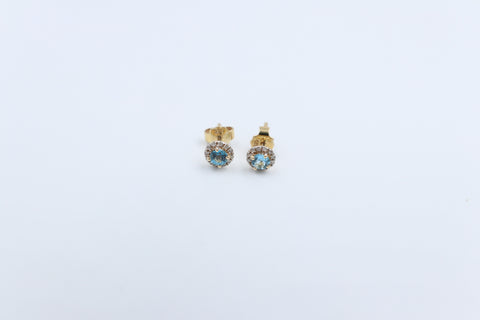 9CT Gold Blue Topaz and Diamond Earrings SYE1892BT