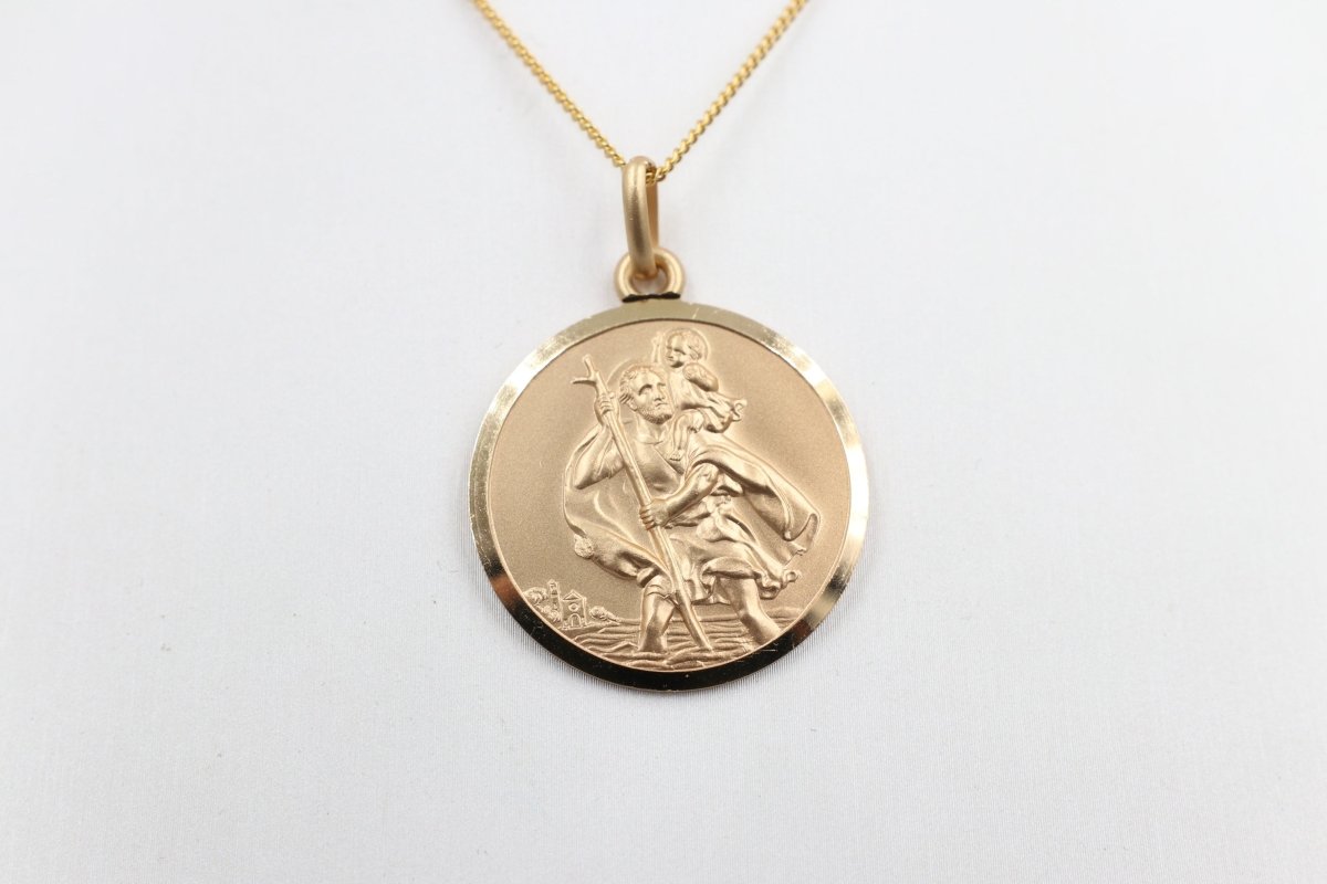 9ct Solid Saint Christopher Pendent 27mm