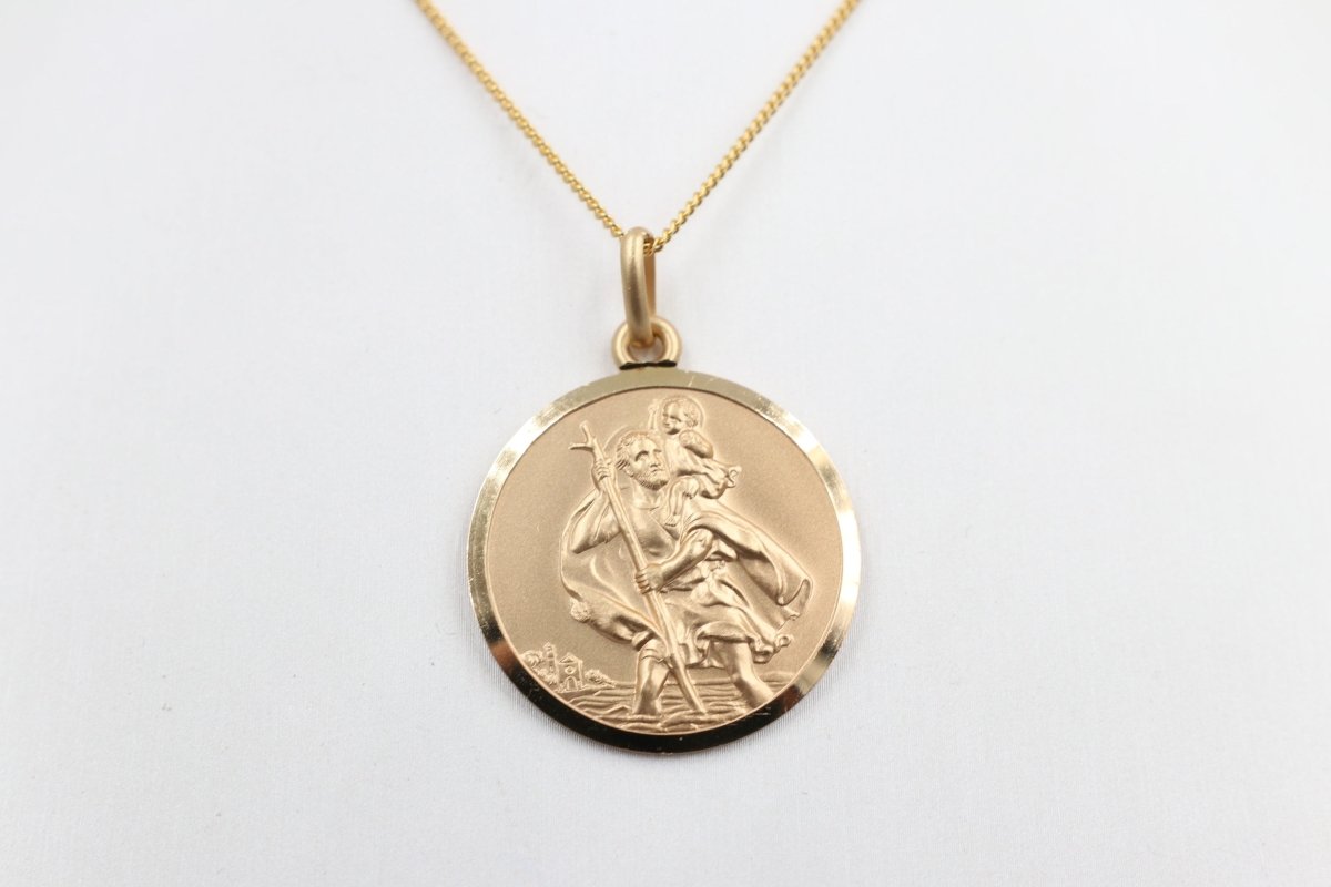 9ct Solid Saint Christopher Pendent 27mm