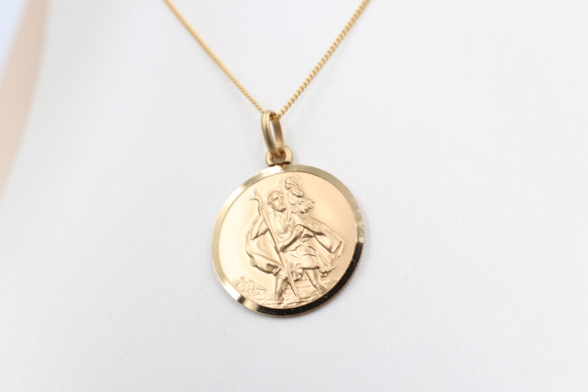 9ct Solid Saint Christopher Pendent 27mm