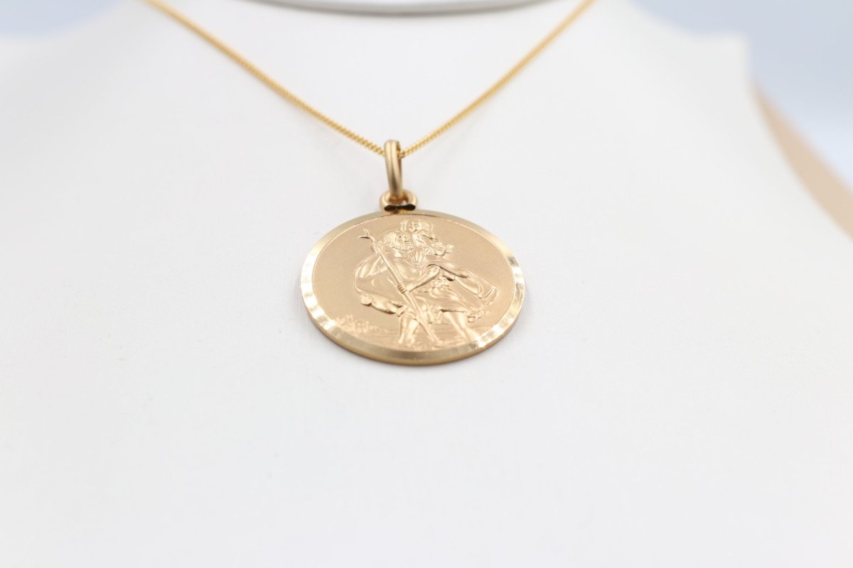 9ct Solid Saint Christopher Pendent 27mm