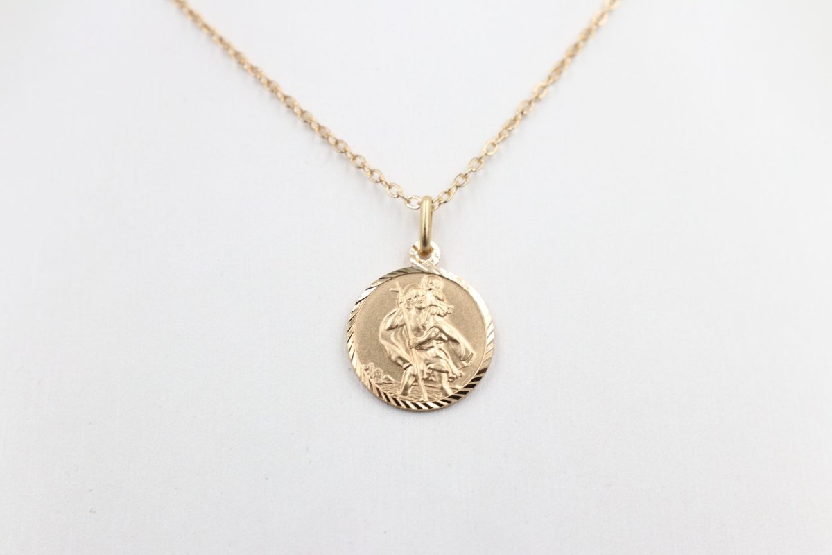 9ct Solid Saint Christopher Pendent 18mm
