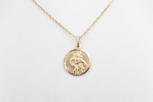 9ct Solid Saint Christopher Pendent 18mm