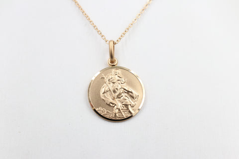 9ct Solid Saint Christopher Pendent 22mm