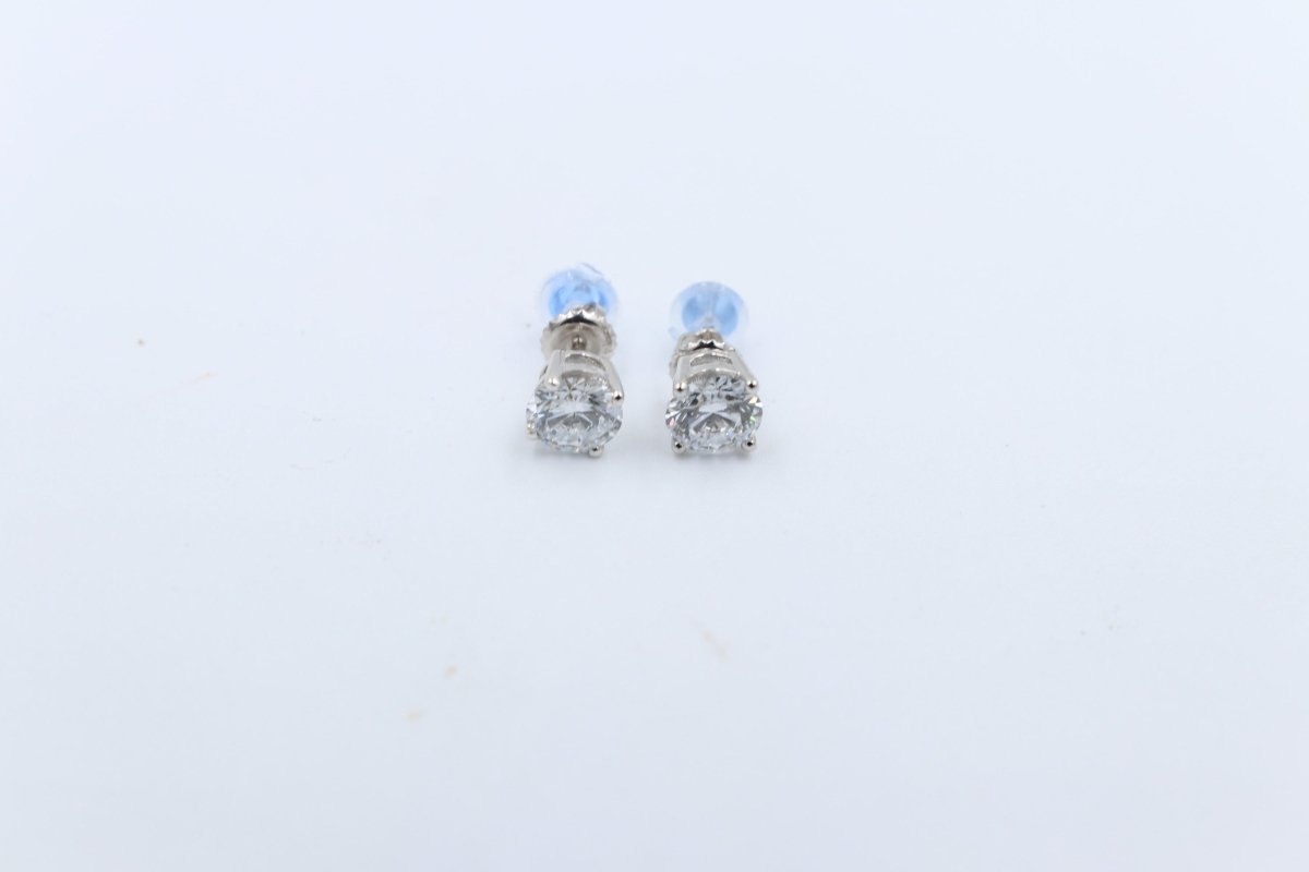 14kt Gold Set Lab Grown Diamond Stud Earrings TDW 2ct